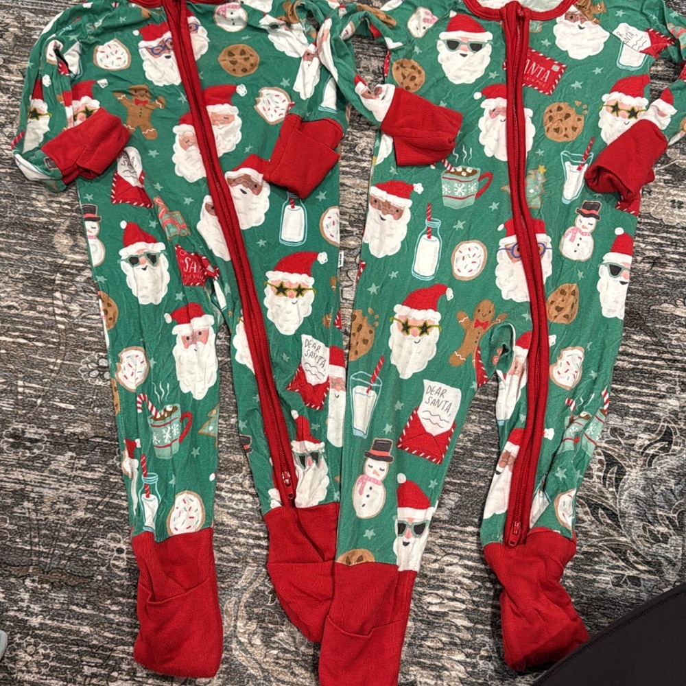 Little Sleepies Santa and Cookie Print Kids Footies